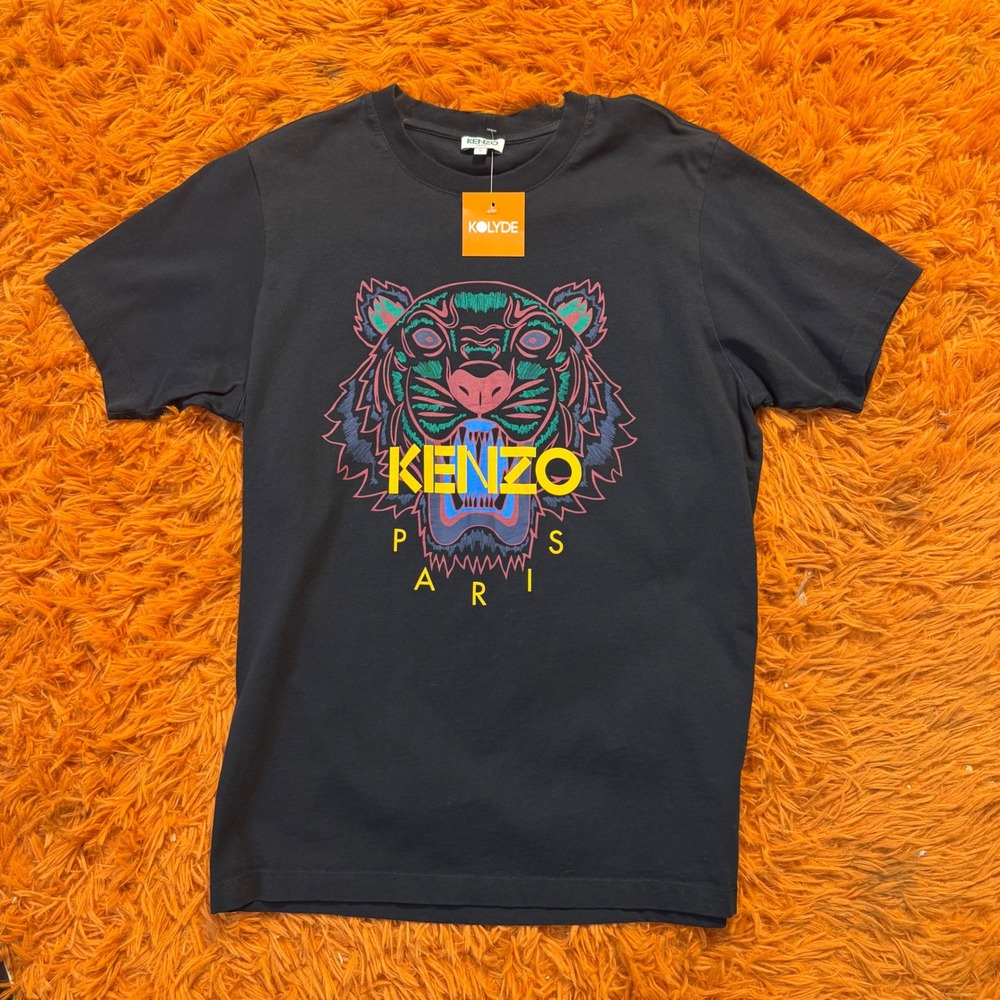 Kenzo Paris Mens Tiger Head Graphic T-Shirt Black Multi F965TS0504YA Small
